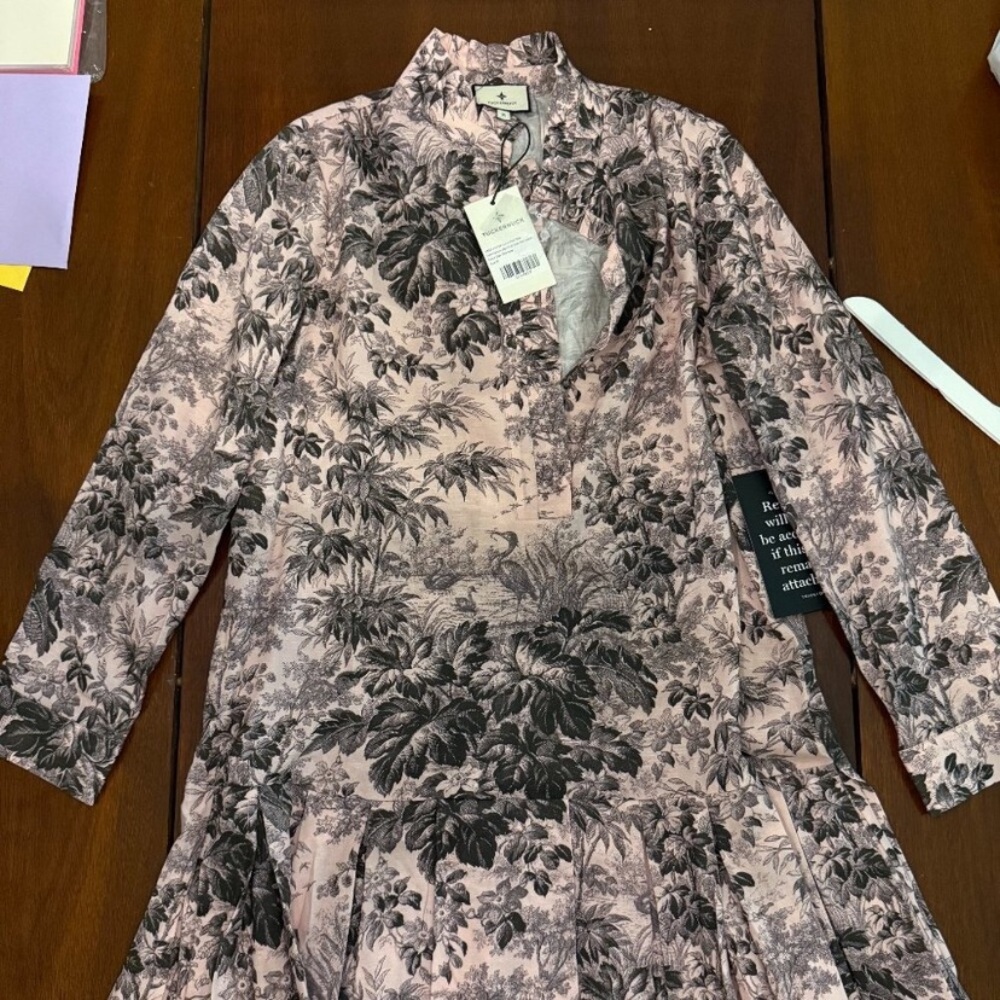 Floral Print Pink and Black Dress